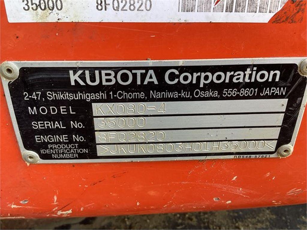 2017 KUBOTA KX080-4 EXCAVATOR
