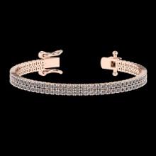 3.48 CtwVS/SI1 Diamond Prong Set 14K Rose Gold 2 Row Bracelet (ALL DIAMOND ARE LAB GROWN )