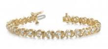 14KT YELLOW GOLD 1 CTW G-H VS2/SI1 X LINK TENNIS BRACELET LAB-GROWN DIAMOND