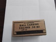 Box of 50 Lake City 30 carbine