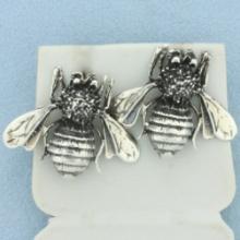 Bee Earrings In Sterling Silver