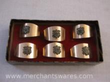Set of Six Gold Tone "Be My Guest" Napkin Rings, 4 oz