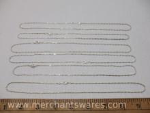 Six Silver Tone Necklaces, 1 oz