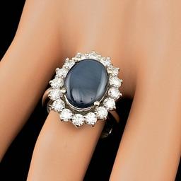 14k Gold 5.00ct Sapphire 1.50ct Diamond Ring
