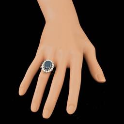 14k Gold 5.00ct Sapphire 1.50ct Diamond Ring