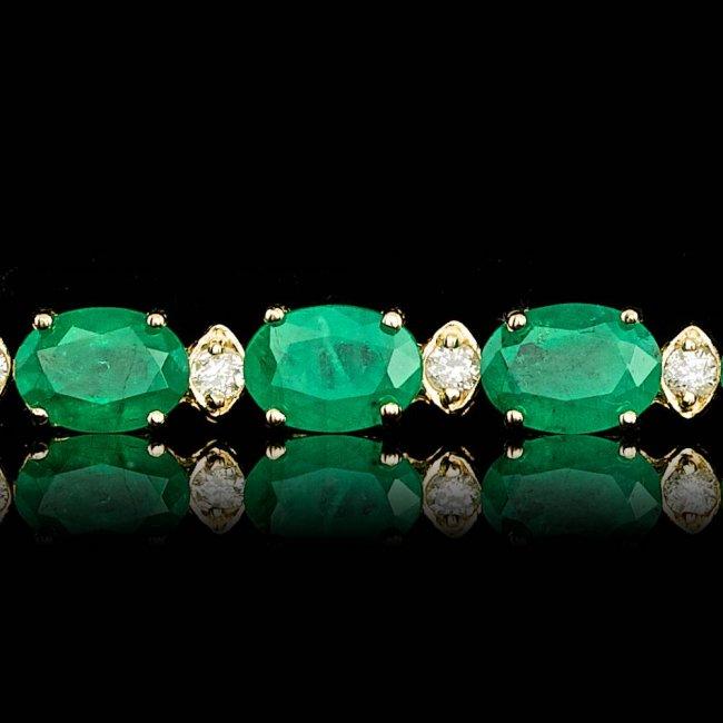 14k Gold 14.00ct Emerald 1.00ct Diamond Bracelet