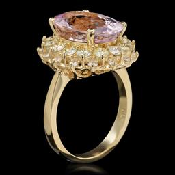 14K Gold 5.90ct Kunzite 1.76ct Diamond Ring