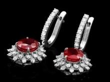 14k Gold 8.00ct Ruby 2.00ct Diamond Earrings