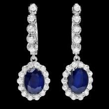 14k Gold 4ct Sapphire 1.40ct Diamond Earrings