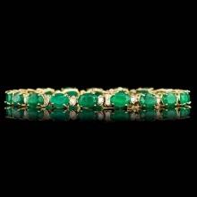 14k Gold 14.00ct Emerald 1.00ct Diamond Bracelet