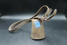 Antique Cow Bell With Leather Collar