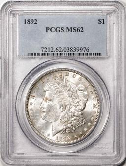 1892 $1 Morgan Silver Dollar Coin PCGS MS62