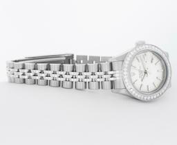 Rolex Ladies Stainless Steel Silver Index Diamond Datejust Wristwatch