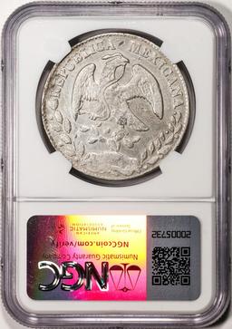 1870A DL Mexico 8 Reales Silver Coin NGC XF Details Chopmarked