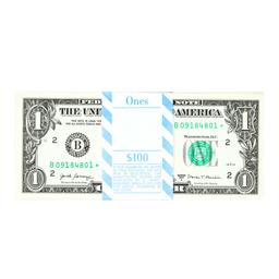 Pack of (100) Consecutive 2017A $1 Federal Reserve STAR Notes New York