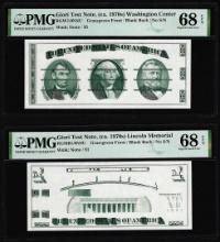 Set of Giori Test Note Washington & Lincoln Memorial PMG Superb Gem Unc 68EPQ