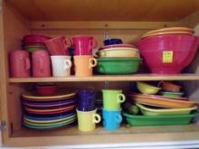 Contents Of Cabinets Above Microwave- Large Group Of ''Fiesta'' Dishes, Pla