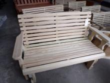 4' Unstained Roll Back Glider Bench