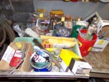 Contents of Left End of Workbench, Misc. Large Nails, Fasteners, Partial Gu