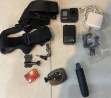 GoPro 8 black with battery pack, and accessories