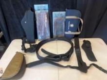 Holster belt with hand gun cases, ammo belt plus