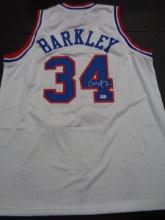 Charles Barkley Philadelphia 76ers Autographed Custom Basketball Jersey GA coa