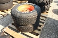 TWO FIRESTONE 11-15LT TIRES WITH 6 BOLT RIMS AND HEX SHAFT INSERTS