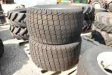 TWO GALAXY 22.5LLX16.1 TURF TIRES WITH 8 BOLT RIMS (UNUSED)