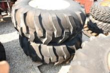 TWO TITAN 17.5L-24 TIRES & RIMS WITH 8 BOLT CENTERS (UNUSED)