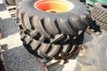 TWO TITAN 14.9-24 TIRES & RIMS WITH 6 BOLT CENTERS (UNUSED)