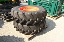 TWO MITAS 380/85R28 TIRES & RIMS WITH 10 BOLT CENTERS (UNUSED)