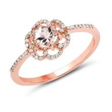 14KT Rose Gold 0.54ctw Morganite and White Diamond Ring