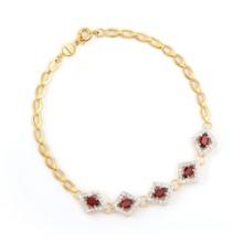 Plated 18KT Yellow Gold 2.25ctw Garnet and Diamond Bracelet