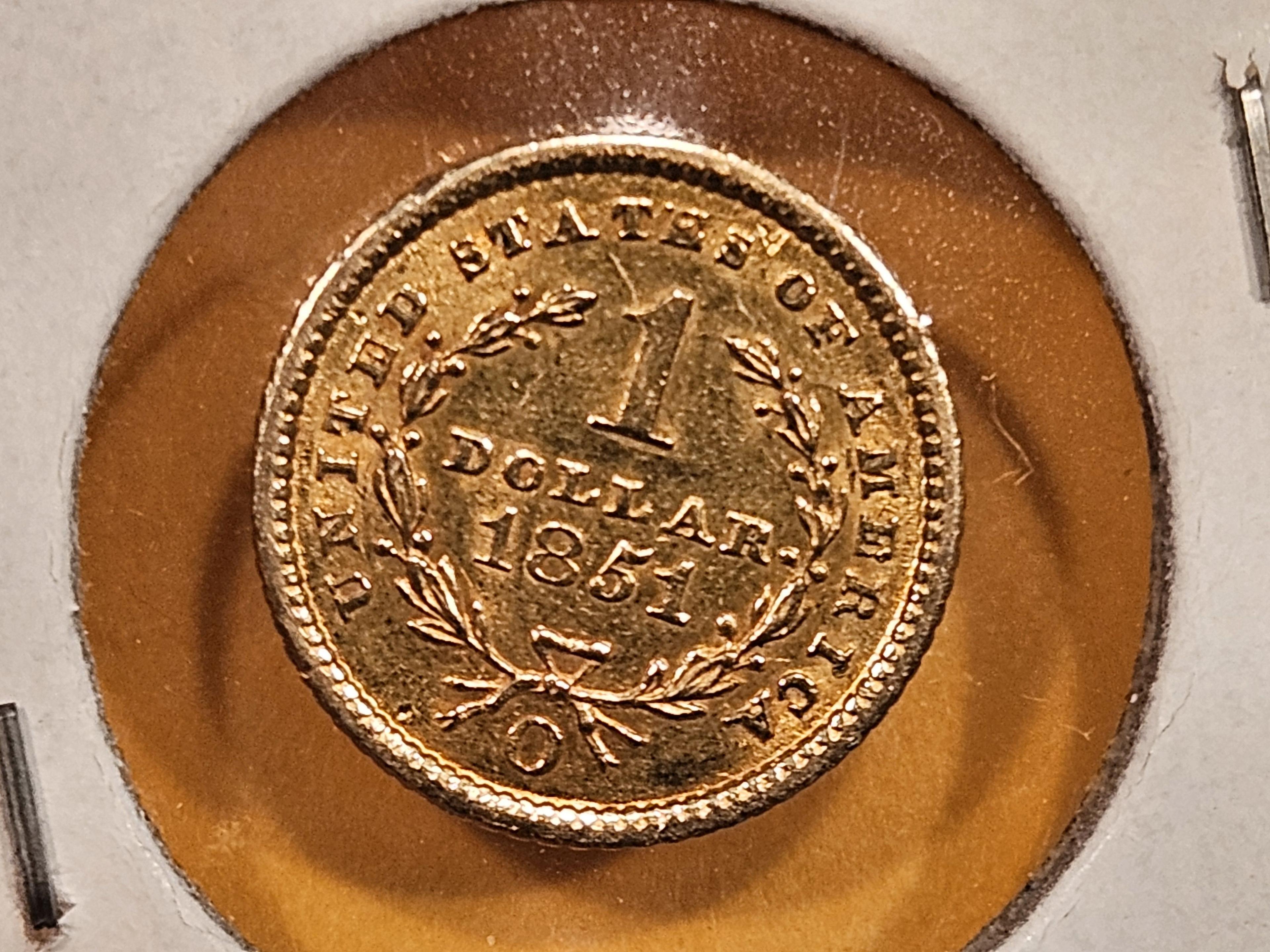 GOLD! Better Date 1851-O Gold Dollar in Brilliant About Uncirculated