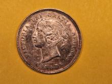 Lovely 1901 Canada silver 5 cents in Choice Brilliant Uncirculated