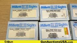 Millett Sights. Like New. Lot of 10; 8- Dual Crimp Front Sights, 2- Rib Shotgun Sights. . (70846)