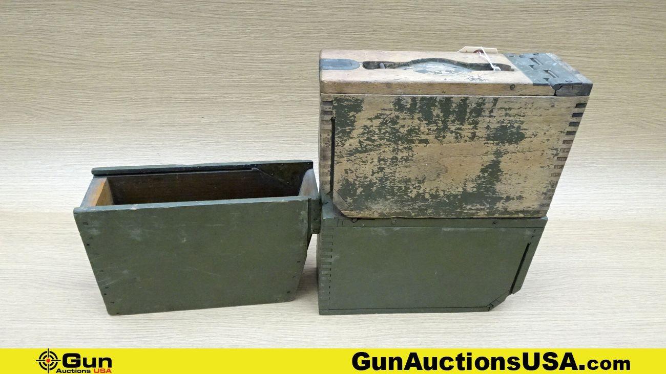 COLLECTOR'S Ammo Box's . Good Condition. Set of 3 WWI Browning .30 Caliber Machine Gun Wooden Gun Am