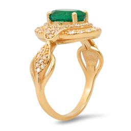 14K Yellow Gold 1.56ct Emerald and 0.56ct Diamond Ring