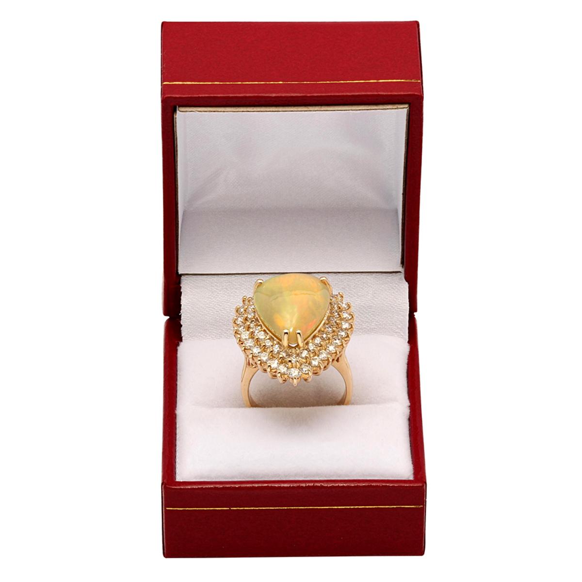 14k Yellow Gold 9.58ct Opal 3.48ct Diamond Ring