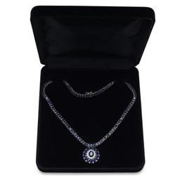 14K White Gold Setting with 46.57ct Sapphire and 0.92ct Diamond Necklace