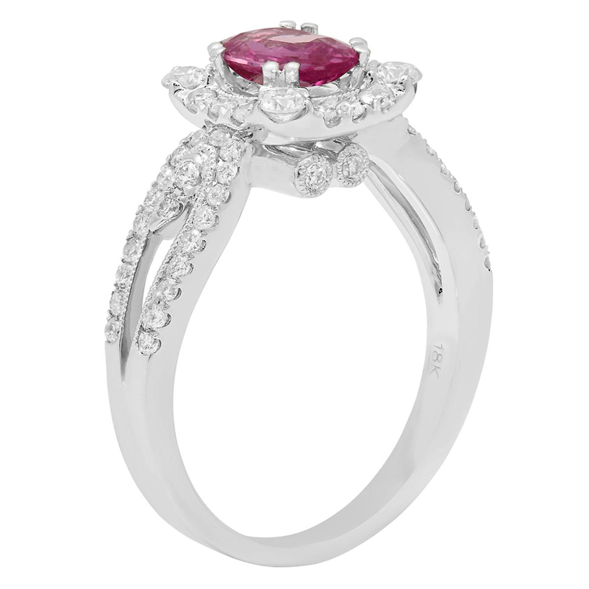 14k White Gold 1.00ct Pink Sapphire 0.68ct Diamond Ring