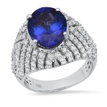 14K White Gold Setting with 5.07ct Tanzanite and 1.53ct Diamond Ladies Ring