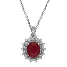 14k White Gold 7.01ct Ruby 0.65ct Diamond Pendant