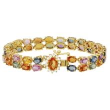 14k Yellow Gold 27.26ct Sapphire 0.44ct Diamond Bracelet