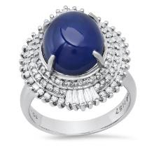 Platinum Setting with 7.45ct Sapphire and 1.0ct Diamond Ladies Ring