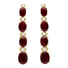 14k Yellow Gold 7.33ct Ruby 0.34ct Diamond Earrings