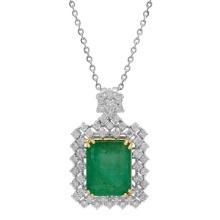 14k White Gold 9.41ct Emerald 1.96ct Diamond Pendant