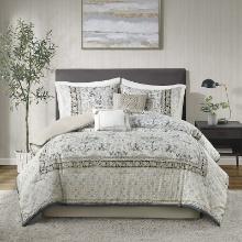 Madison Park Cecelia 6-Piece Comforter Set with Throw Pillows, Natural, King, Retail $229.99