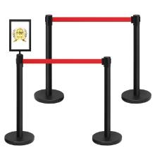 Ferraycle 4 Set Stainless Steel Stanchions, 35.4'', (Red Belt, Black Stanchion) Retail $60.00