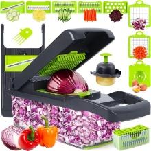 Vegetable Chopper, Pro 10 in 1 Professional Food Chopper With Container, (Grey), Retail $30.00